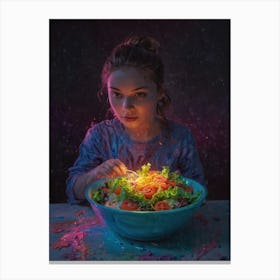 Girl Eating A Salad Canvas Print