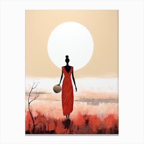 African Woman In Red Dress | Boho Style Canvas Print