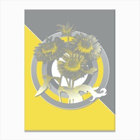 Vintage Blanket Flowers Botanical Geometric Art in Yellow and Gray n.361 Canvas Print
