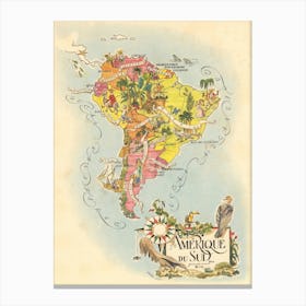 South America vintage Map 1951 Canvas Print