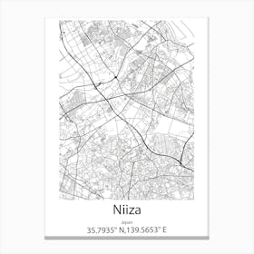 Niiza,Japan Minimalist Map Canvas Print