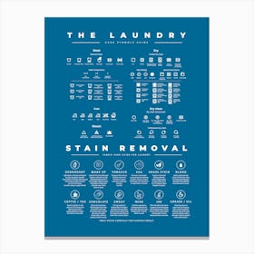 The Laundry Guide With Stain Removal Steel Blue Background Canvas Print