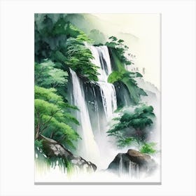 Shifen Waterfall, Taiwan Water Colour  (3) Canvas Print