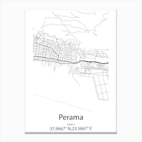 Perama,Greece Minimalist Map Canvas Print