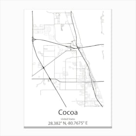 Cocoa Beach,United States Minimalist Map 1 Canvas Print