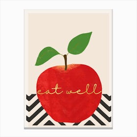 Eat Well Red Apple Canvas Print