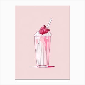 Strawberry Milkshake Dairy Food Minimal Line Drawing 2 Canvas Print
