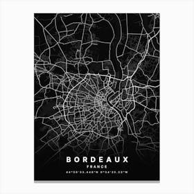 Bordeaux France Black Map Canvas Print