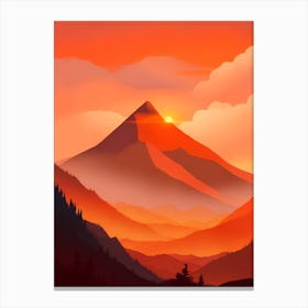Misty Mountains Vertical Composition In Orange Tone 346 Canvas Print