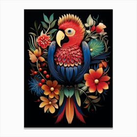 Folk Bird Illustration Macaw 2 Canvas Print