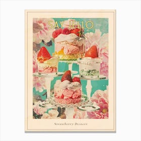 Retro Layered Strawberry Dessert Collage 4 Poster Canvas Print