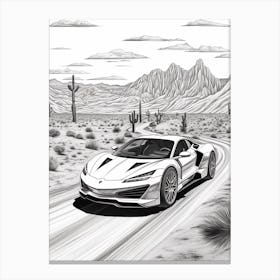 Lamborghini Huracan Desert Line Drawing 2 Canvas Print