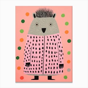 Pink Polka Dot Porcupine Canvas Print