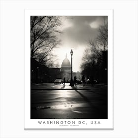Poster Of Washington Dc, Usa, Black And White Analogue Photograph 4 Canvas Print