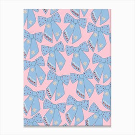 Pink And Blue Bows Canvas Print