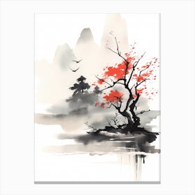 Japanese Scenic Painting Sumi-e Canvas Print