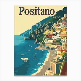 Aihrgdesign A Vintage Travel Poster Of Positano Canvas Print