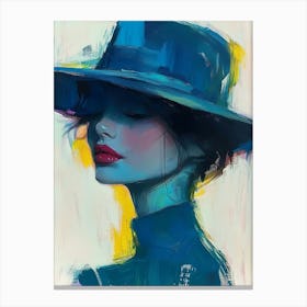 Depicting A Woman Wearing An Elegant Hat, Capturing Her Grace And Style Canvas Print