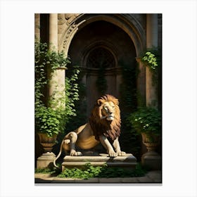 Lion In The Garden Canvas Print