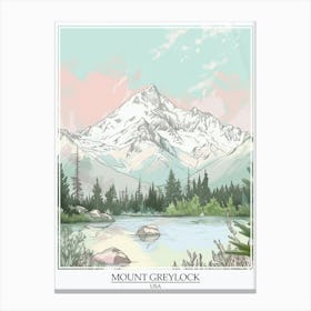Mount Greylock Usa Color Line Drawing 3 Poster Canvas Print