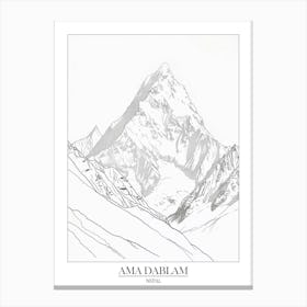 Ama Dablam Nepal Line Drawing 6 Poster Canvas Print