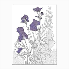 Violet Herb William Morris Inspired Line Drawing 2 Canvas Print