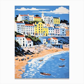 A Picture Of Tenby South Beach Pembrokeshire Wales 3 Canvas Print