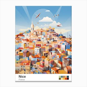 Nice, France, Geometric Illustration 2 Poster Canvas Print
