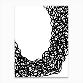 Abstract wave from black curly lines / Hand Drawn / Black&White Canvas Print