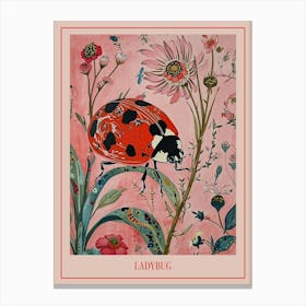 Floral Animal Painting Ladybug 1 Poster Canvas Print