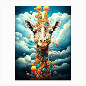 Giraffe With Balloons 2 Canvas Print