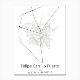 Felipe Carrillo Puerto,Mexico Minimalist Map Canvas Print