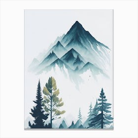 Mountain And Forest In Minimalist Watercolor Vertical Composition 363 Canvas Print