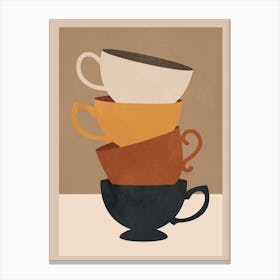Modern Minimalist Tea Cups Canvas Print