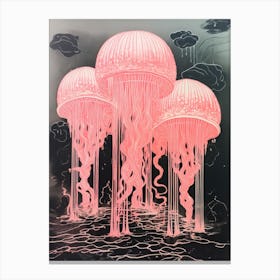 Irukandji Jellyfish Washed Illustration 3 Canvas Print