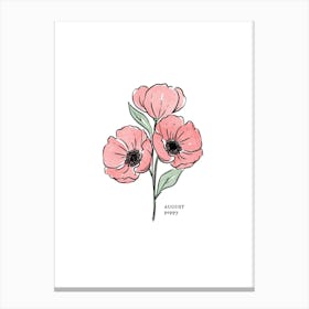 August Poppy Birth Flower 1 Canvas Print