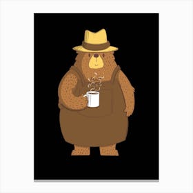 Bear With A Cup Of Coffee Canvas Print