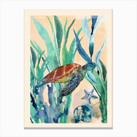 Watercolor Sea Turtle Canvas Print