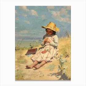 Little Girl In The Sand Canvas Print