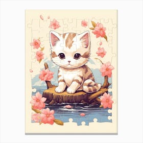 Kawaii Cat Drawings With Puzzles 1 Canvas Print