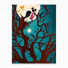 Girl In A Tree Canvas Print