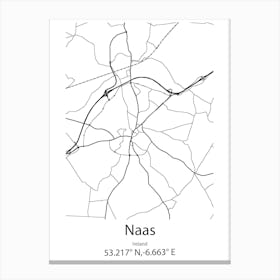 Naas,Ireland Minimalist Map Canvas Print