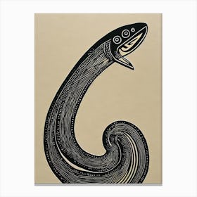 Eel Linocut Canvas Print