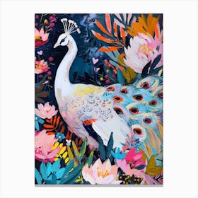 White Peacock Painting 3 Canvas Print