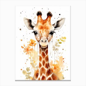 A Giraffe  Watercolour In Autumn Colours 0 Canvas Print