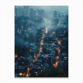 Hong Kong City At Night Canvas Print