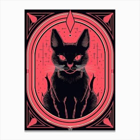 The Devil Tarot Card, Black Cat In Pink 0 Canvas Print