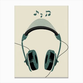 Headphones And Music Notes Canvas Print