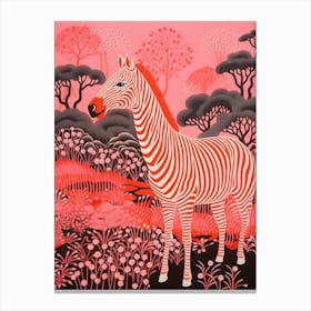 Pink Zebra In The Wild 3 Canvas Print