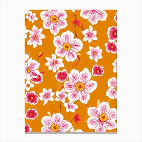 Daffodil Floral Print Retro Pattern 1 Flower Canvas Print